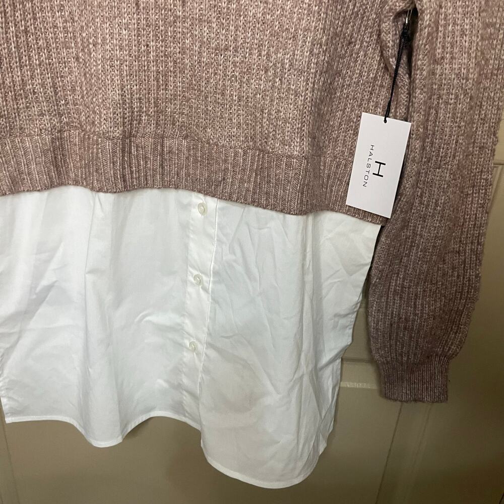 Halston Sweater with attached button up detail size small - Picture 5 of 8